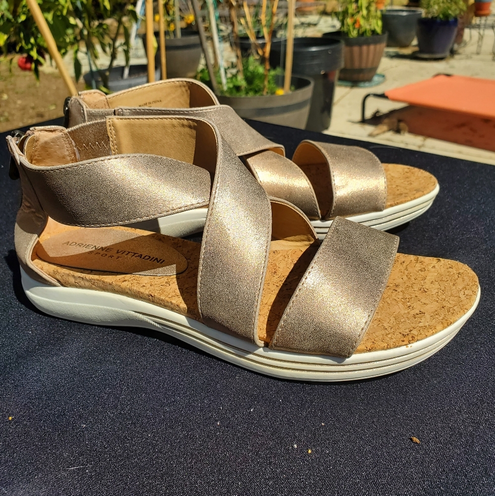 Adrienne Vittadini Rose Gold Wedge Sandals